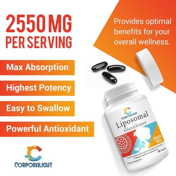 Corporalight Liposomal Glutathione (2,550 mg) – 60 softgels - Image 4