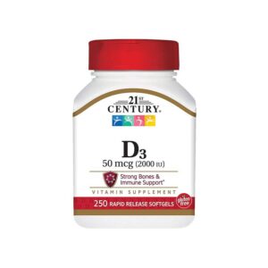 21st Century D3 2000 IU Softgels, 250 Count