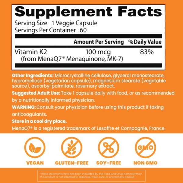 Doctor's Best Natural Vitamin K2 MK-7 with MenaQ7 100 mcg - 60 Capsule - Image 2