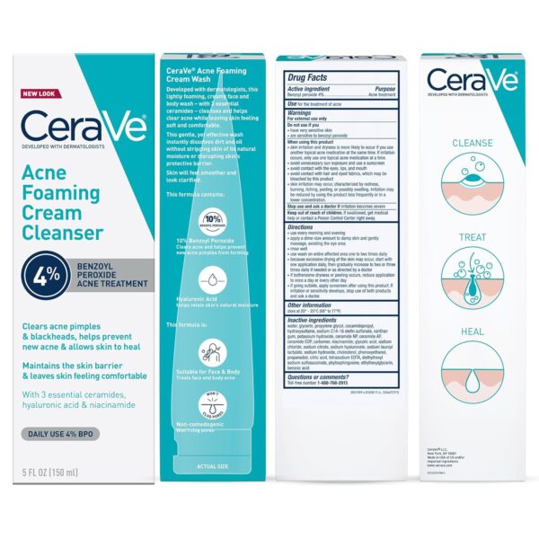 Cerave Acne Foaming Cream Cleanser 150ml - Image 4