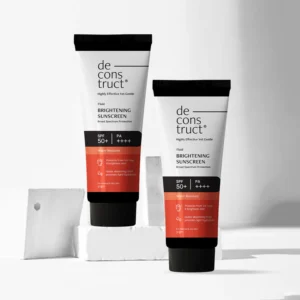 Deconstruct Brightening & Glow Sunscreen SPF 50+ And PA++++ | Dewy Sunscreen | For Dry Skin | Water Resistant, No White Cast, Quick Absorbing | For Women and Men | 50gm