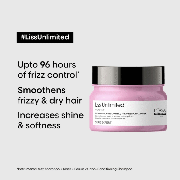 L’Oréal Professionnel Liss Unlimited Hair Mask with Pro-Keratin 250ml - Image 3