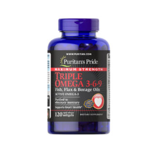 Puritan's Pride Maximum Strength Triple Omega 3-6-9 Fish, Flax & Borage Oils 120 Softgels