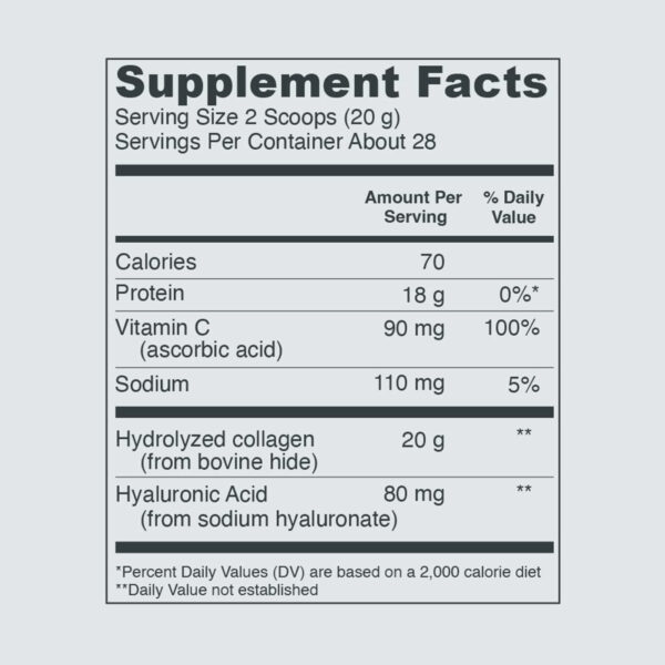 Vital Proteins Collagen Peptides Powder with Hyaluronic Acid and Vitamin C, Unflavored 567G