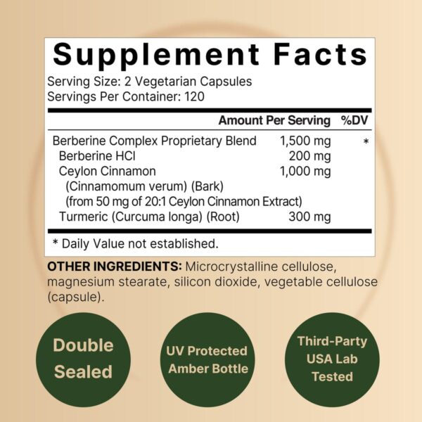NatureBell Berberine Supplement 1500mg – 240 Veggie Capsules - Image 4