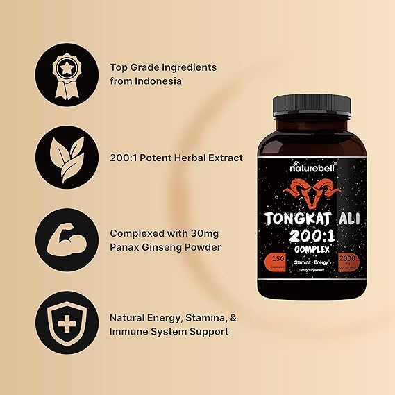 NatureBell Tongkat Ali 200:1 (Longjack) Extract – 150 Capsules - Image 2