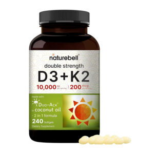 NatureBell Vitamin D3 10,000IU K2 200McG – 240 Softgels