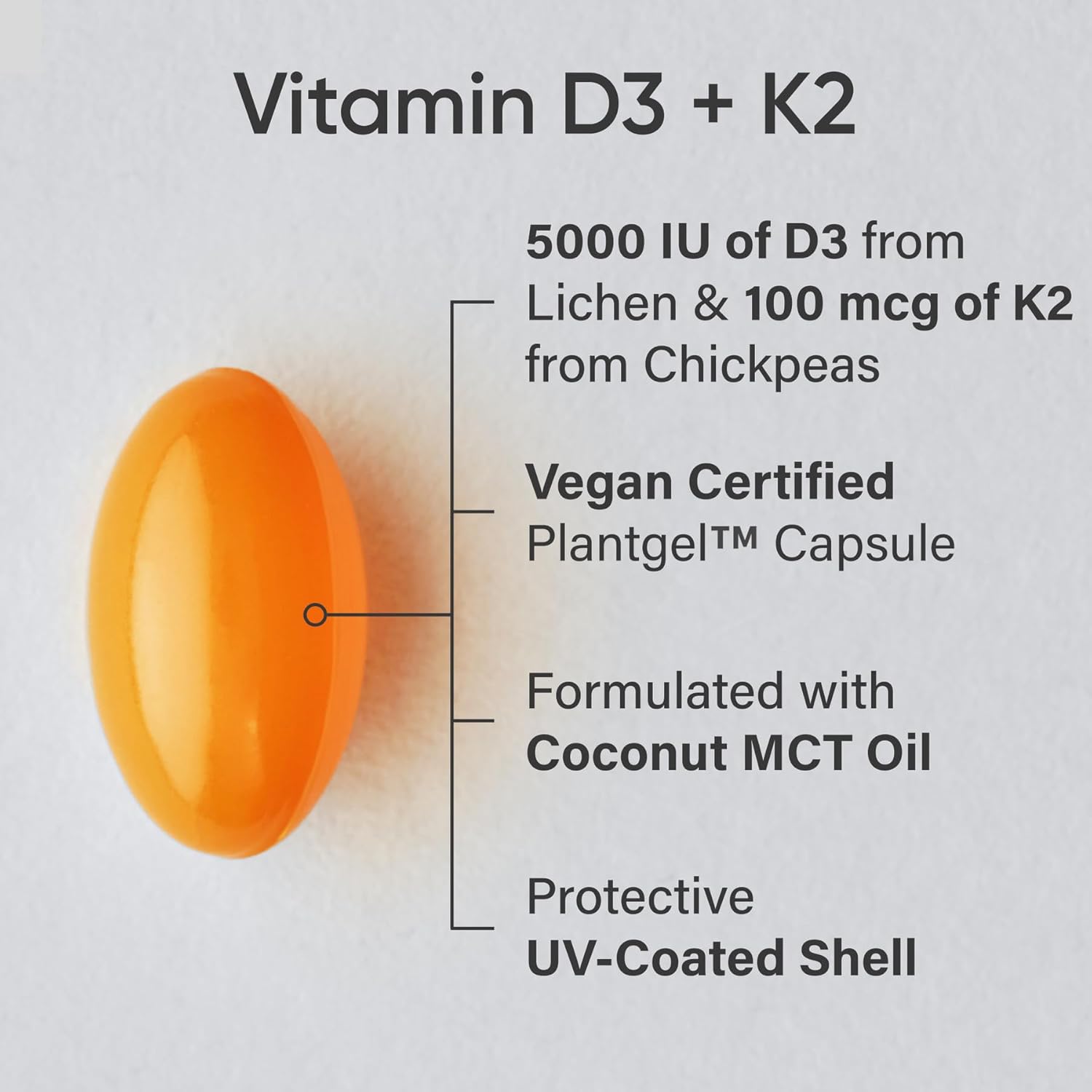 Sports Research Vitamin D3 + K2 Coconut MCT Oil – 160 Softgels - Image 2