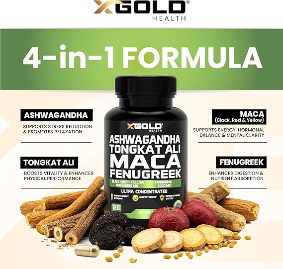 X Gold Health Ashwagandha Maca 120 Capsules - Image 4
