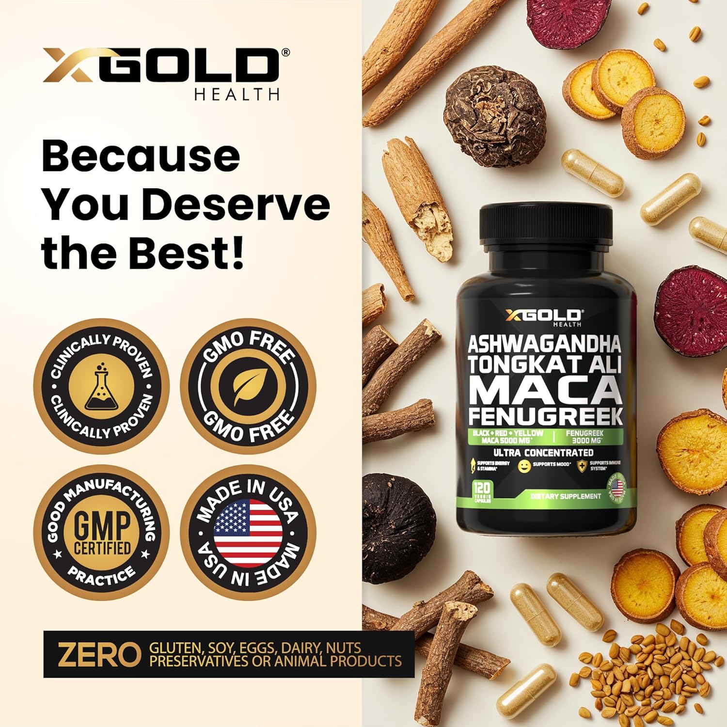 X Gold Health Ashwagandha Maca 120 Capsules - Image 3