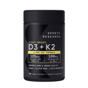 Sports Research Vitamin D3 + K2 Coconut MCT Oil – 160 Softgels