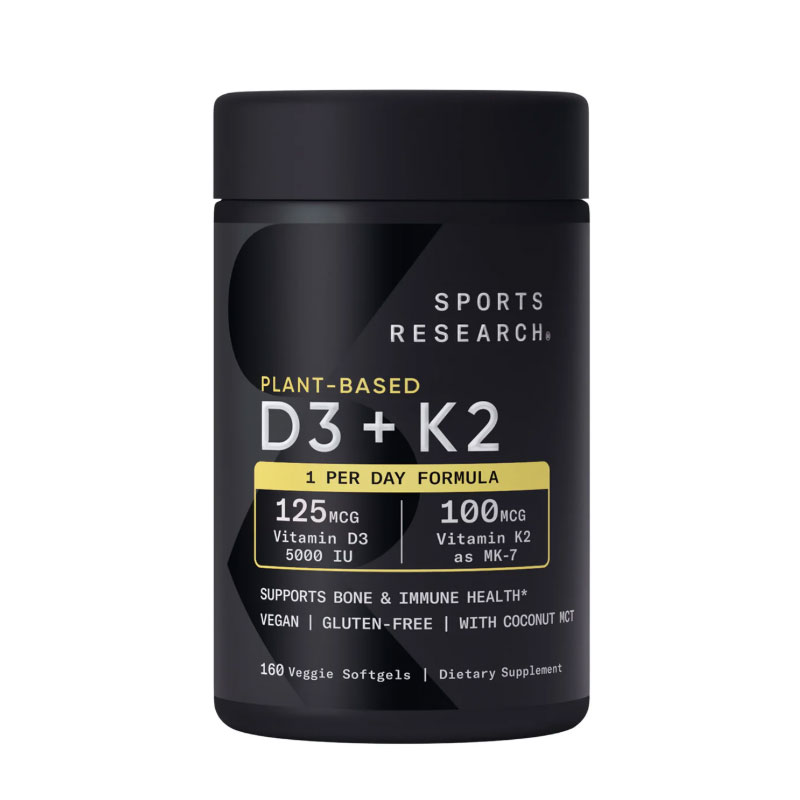 Sports Research Vitamin D3 + K2 Coconut MCT Oil – 160 Softgels